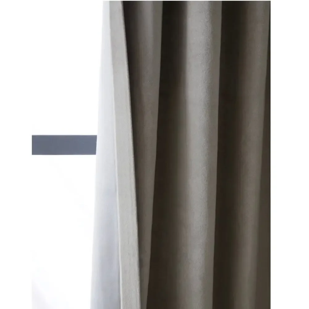 NEW! Quince Luxury Cotton Velvet Darkening Curtain 48X96 Light Grey New #37